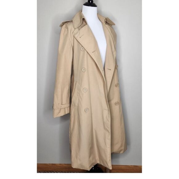 Norma Kamali Urbane Khaki Tan Double Breasted Belted Trench Coat Size M - Picture 4 of 9